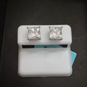 Elegant 8mm Moussanite Silver Stud Earrings